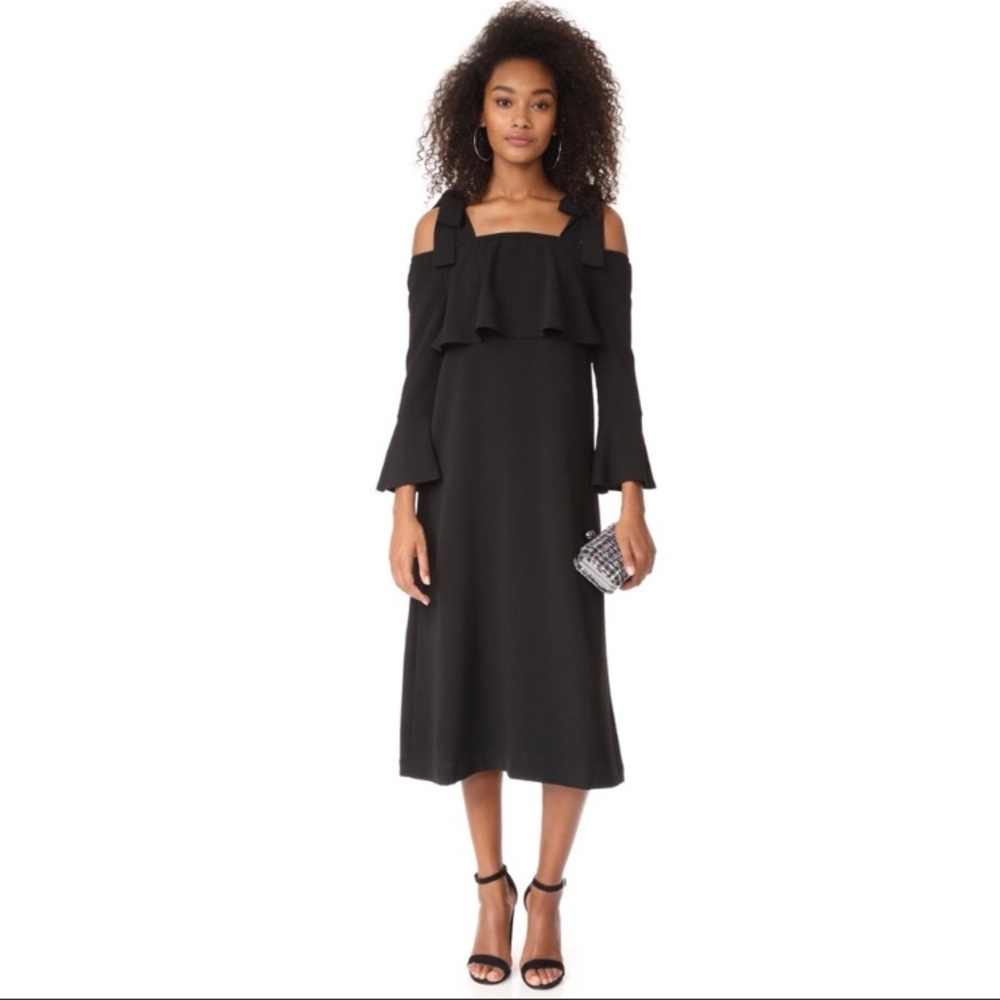 GANNI Off-the-shoulder Flare Sleeve Dress